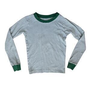 LAKE Kids Pima Cotton Striped Long Sleeve T-Shirt Size 7 Green White